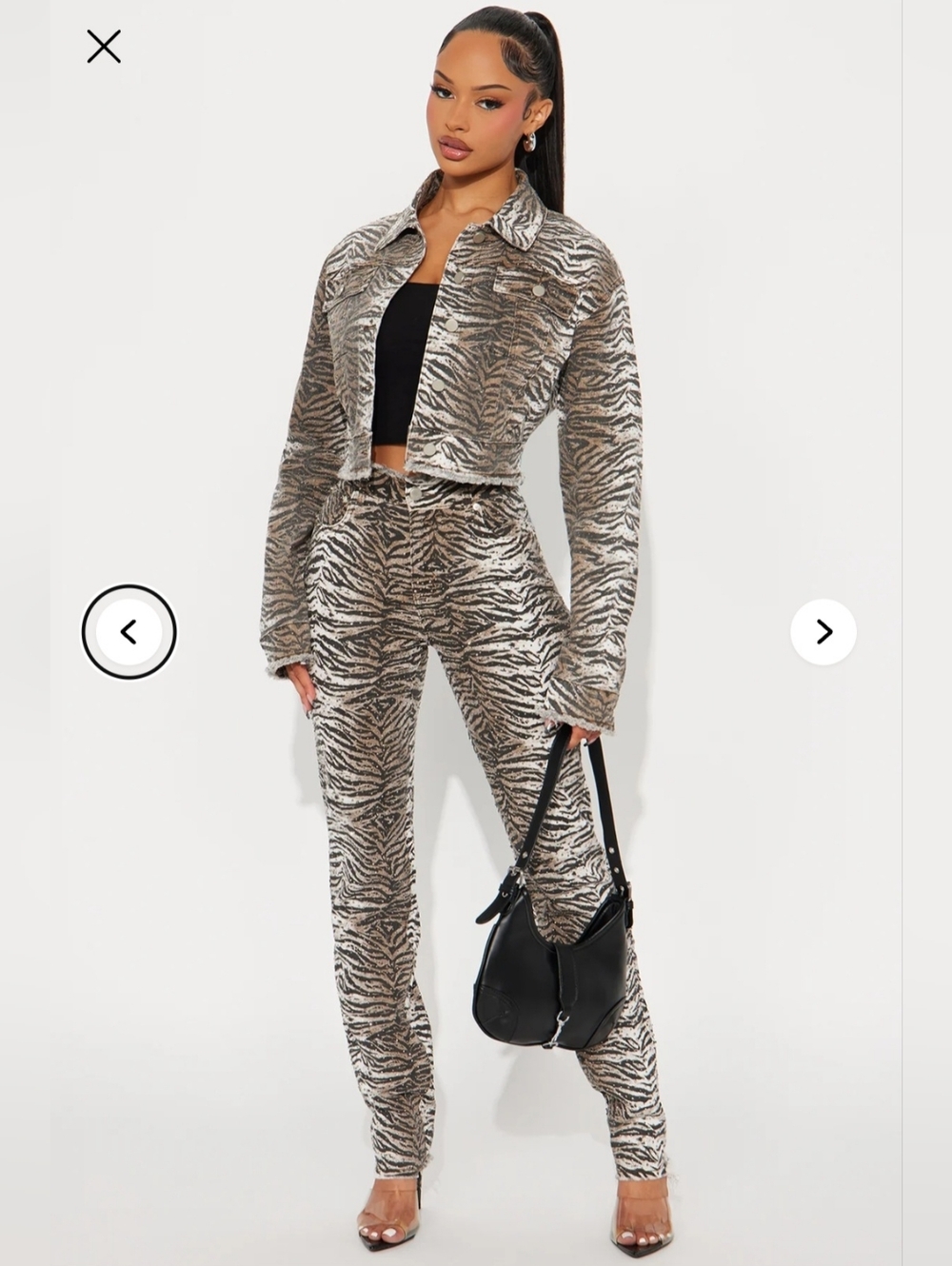 Fashion Nova Womens Rhinestone Jacket & High-Waist Pants Set -